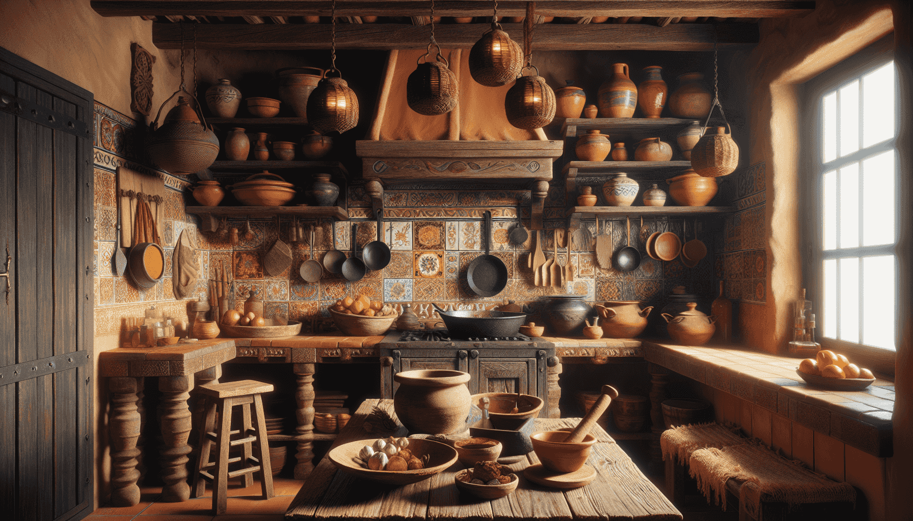 Cocina tradicional española con decoración rústica