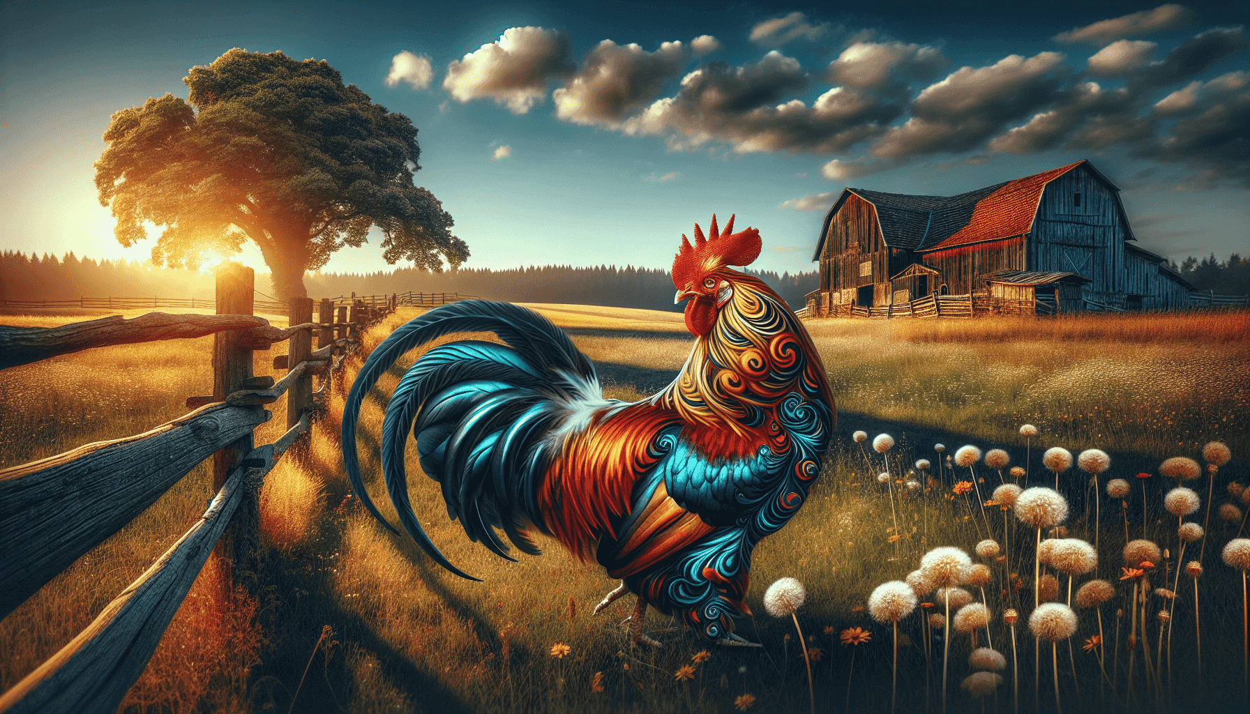 Pollo de raza rara en un entorno rural